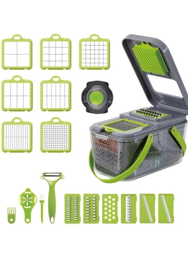 Arabian Gear 16-in-1 Vegetable & Fruit Chopper Set | Manual Food Cutter, Slicer, Dicer & Grater with Storage Box – Kitchen Accessories - Image 1